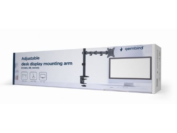 Gembird MA-D1-01 - Monteringssett - justerbar arm - for flatpanel - rotate, tilt, swivel, up to 9 kg - stål, plastikk - finteksturert svart - skjer...
