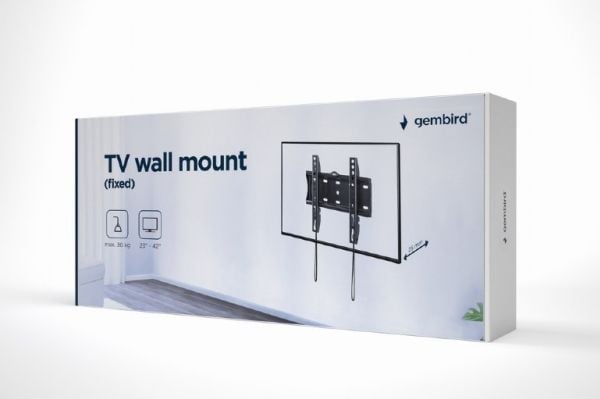 Gembird WM-42F-01 - Monteringssett (veggmontering) - for TV - fast - stål - finteksturert svart - skjermstørrelse: 23"-42"