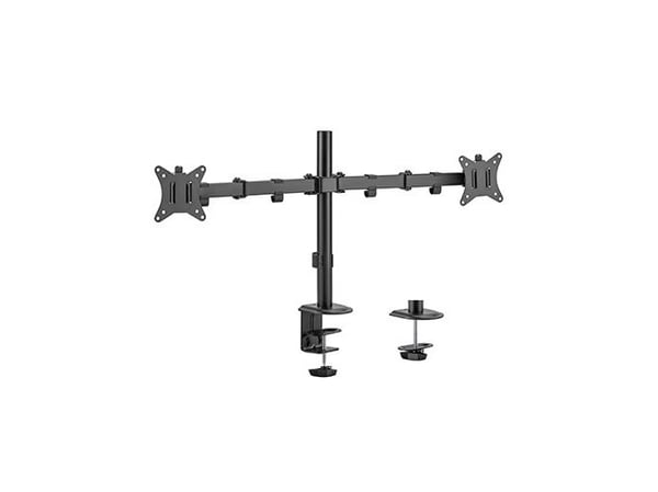 Gembird MA-D2-01 - Monteringssett (skrivebordsklemmemontering, 2 justerbare armer, stangmontering, maljeklemme) - for 2 LCD-skjermer - stål, plasti...
