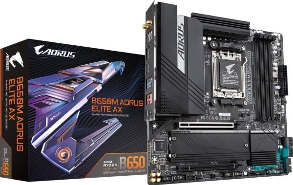 Gigabyte B650M AORUS ELITE AX - Moderkort - micro ATX - Socket AM5 - AMD B650 Chipuppsättning - USB 3.2 Gen 2, USB-C 3.2 Gen2, USB 3.2 Gen 1, USB-C...
