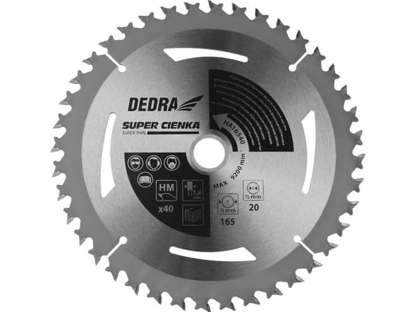 Dedra SUPERTYNN sirkelsag for tre 24z 165x20x1.1x1.6mm
