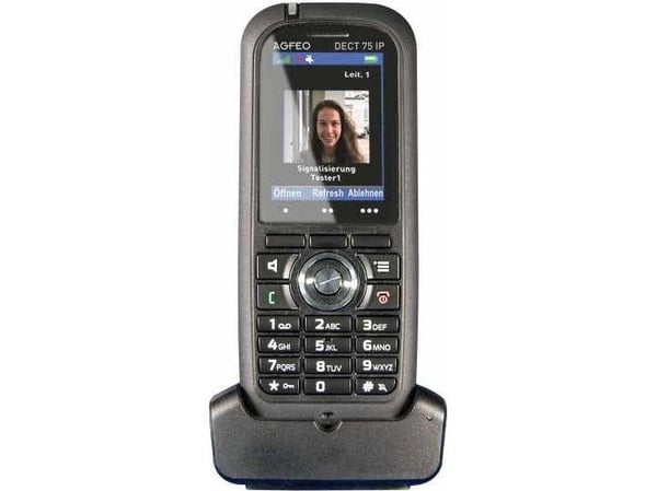 AGFEO DECT 75 IP, IP-telefon, Svart, Trådlös telefonlur, 250 poster, TFT, 5,08 cm (2")