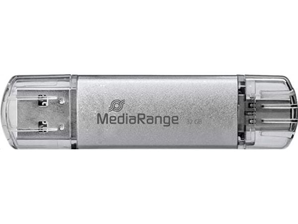 MediaRange MR936 - USB-flashstasjon - 32 GB - USB 3.1 / USB-C - sølv