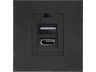 Orno NOEN USB x2 - Typ A + C, dubbel-USB-modul 45x45 mm med USB-laddare 2.1A 5V DC, svart