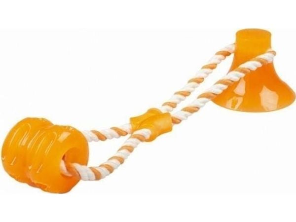 Duvo+ leke i gummi med sugekopp + snor oransje 12425