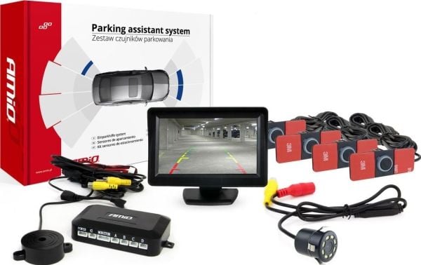 AMiO 4,3" TFT parkeringssensorer med HD-308-LED-kamera 4 interne sorteringssensorer