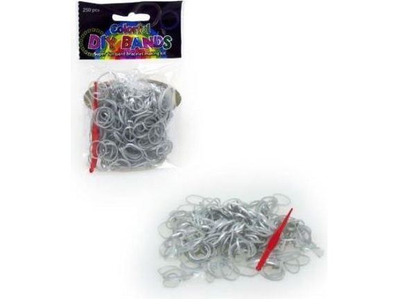 Hipo gummiperler sølv til armbånd, 250 stk (620076)