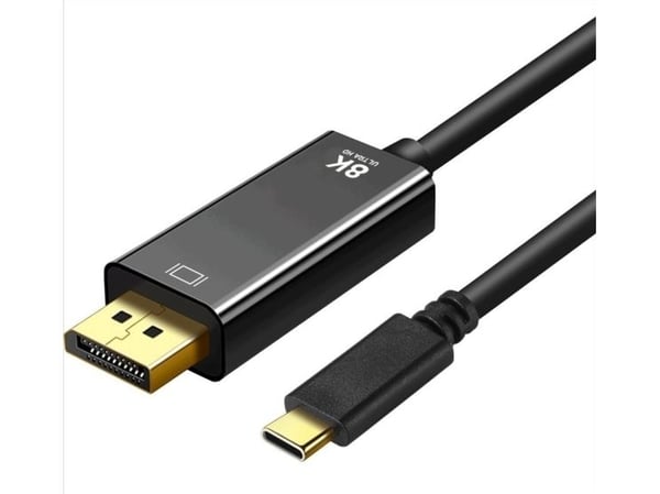 ART - Adapterkabel - USB-C (hann) til DisplayPort (hann) - DisplayPort 1.4 - 1.8 m - 4K 120 Hz støtte, 8K 60Hz støtte