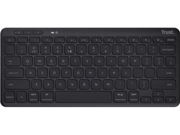 Trust Lyra, Mini, RF Wireless + Bluetooth, Näppäimen saksikytkin, QWERTY, Musta
