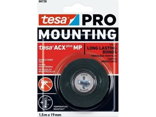 Tesa 66728 ACXplus profesjonell monteringsbånd 1,5 m / 19 mm