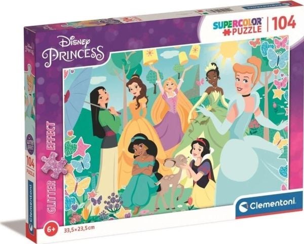 Clementoni Clementoni Puzzle 104el med Princess glitter. Prinsesse 20346