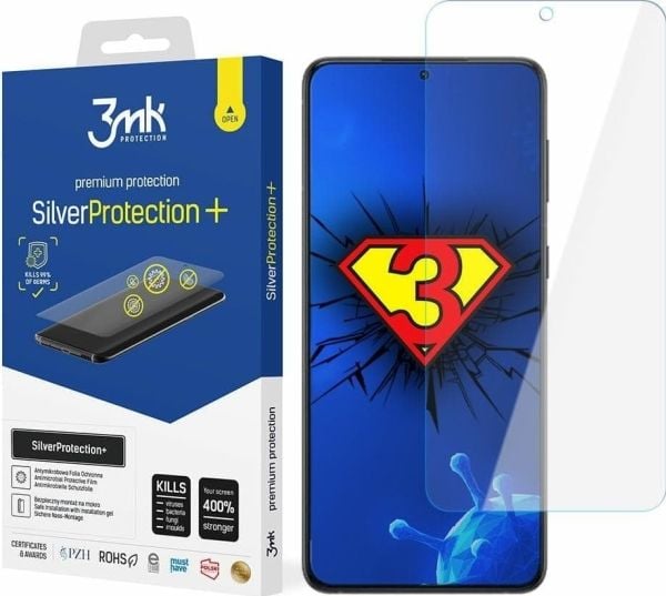3MK 3MK 3MK Silver Protect+ Sam S23 S911 Märkäasennus Antimikrobinen kalvo