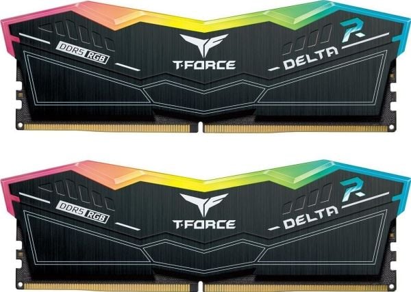 T-Force DELTA RGB - DDR5 - sett - 32 GB: 2 x 16 GB - DIMM 288-pin - 7200 MHz / PC5-57600 - CL34 - 1.4 V - ikke-bufret - on-die ECC - svart