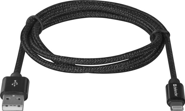 USB-kabel Defender USB-A til Lightning 1 m svart (87808)