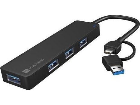 Natec USB HUB USB-C 3.0 NATEC MAYFLY 4-LIITÄNTÄ MUSTA + USB-A-SOVITIN