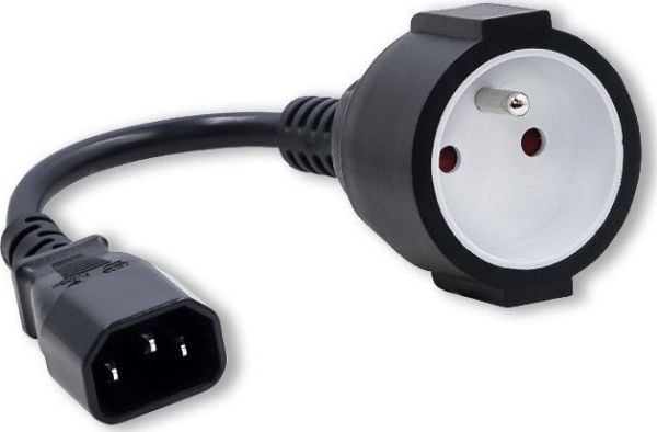 Qoltec - Virtalähdeadapteri - IEC 60320 C14 - tyyppi E (naaras) - AC 250 V - 16 A - 15 cm - musta