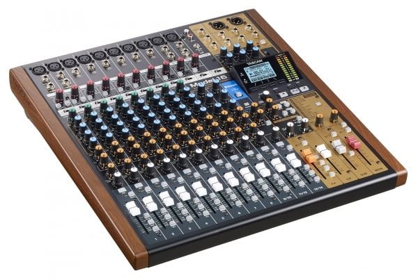 Tascam MODEL 16 audiosekoitin 16 kanavaa 20 - 30000 Hz Musta, Kulta, Puu