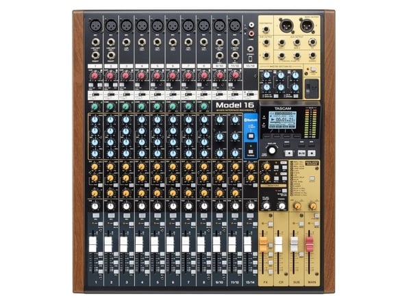 Tascam MODEL 16, 16 kanaler, Bluetooth, 40 W, Sort, Gull, Tre