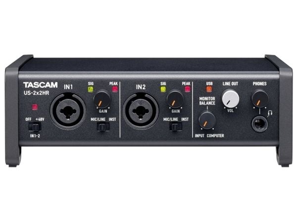 Tascam US-2X2HR, Desktop, 2.2 kO, +20 dBu, 66 O, Sort, USB, 56 dB