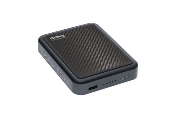 4smarts UltiMAG Lucid - Trådløs nødlader - karbon - Li-pol - 5000 mAh - 18 watt - 3 A - PD, QC 3.0, AFC - på kabel: USB-C - svart, grå