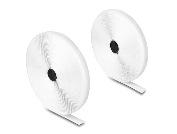 Delock Kestävä tarranauha liimalla ja fleecellä L 15 m x W 20 mm valkoinen