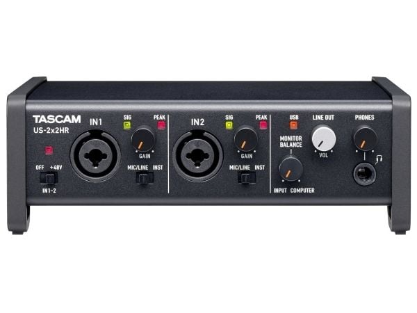 Tascam US-2X2HR, Desktop, 2.2 kO, +20 dBu, 66 O, Sort, USB, 56 dB