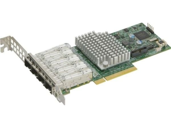 Supermicro AOC-STG-I4S - Nettverksadapter - PCIe 3.0 x8 lav profil - 10 Gigabit SFP+ x 4
