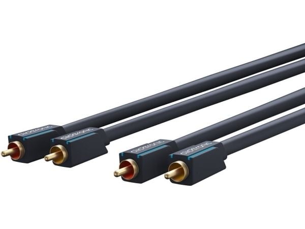 ClickTronic 5m Stereo Audio, Hankjønn, 2 x RCA, Hankjønn, 5 m, Blå