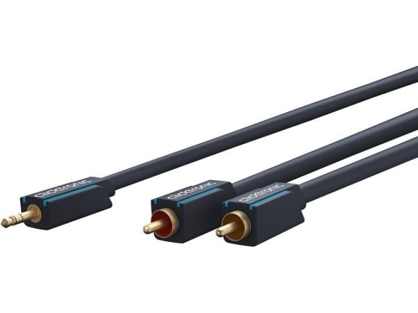ClickTronic 2m MP3 Adapter, 3.5mm, Hankjønn, 2 x RCA, Hankjønn, 2 m, Blå