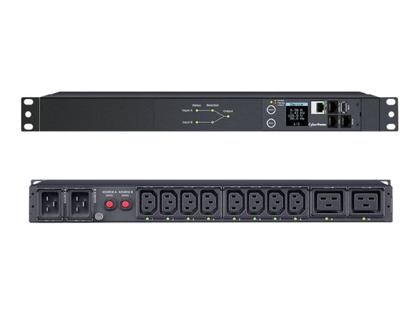 CyberPower Switched ATS PDU44005 - Strømfordelerenhet (kan monteres i rack) - AC 200-240 V - enkeltfase - serial, Ethernet - inngang: 2 x IEC 60320...
