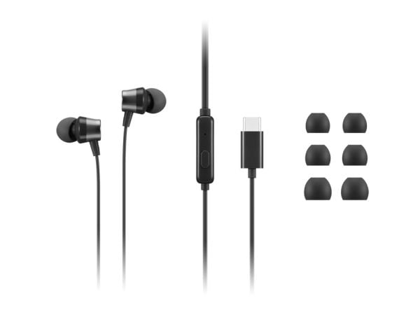 Lenovo Go - Ørepropper med mikrofon - i øret - svart - for ThinkCentre M60q Chromebox; M70s Gen 3; M70t Gen 3; ThinkPad E14 Gen 3; P15v Gen 3
