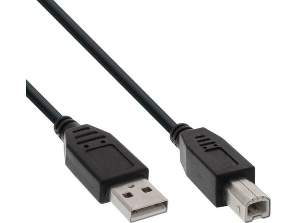 InLine 34557X, 7 m, USB A, USB B, USB 2.0, Hankjønn/hankjønn, Svart