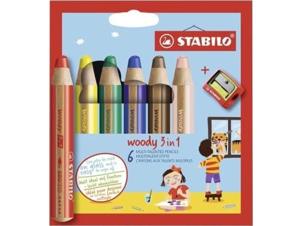 STABILO woody 3 in 1, Multi, 6 styck