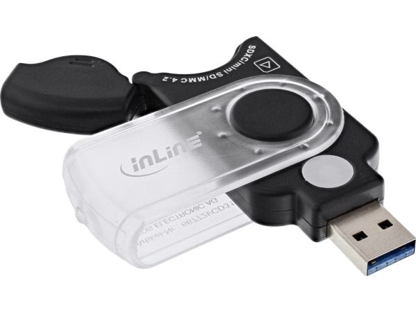 InLine 66772I, MMC, MMC Mobile, MMC+, MMCmicro, MicroSD (TransFlash), MicroSDHC, MicroSDXC, MiniSD, MiniSDHC,..., Svart, 5000 Mbit/s, USB 3.2 Gen 1...