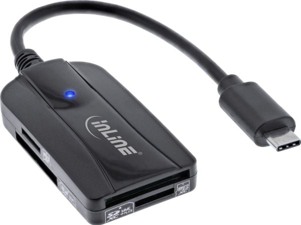 InLine 66772C, HC MMC+, MMC, MMC+, MicroSD (TransFlash), MicroSDHC, MicroSDXC, SD, SDHC, SDXC, Svart, 5000 Mbit/s, USB 3.2 Gen 1 (3.1 Gen 1) Type-C...