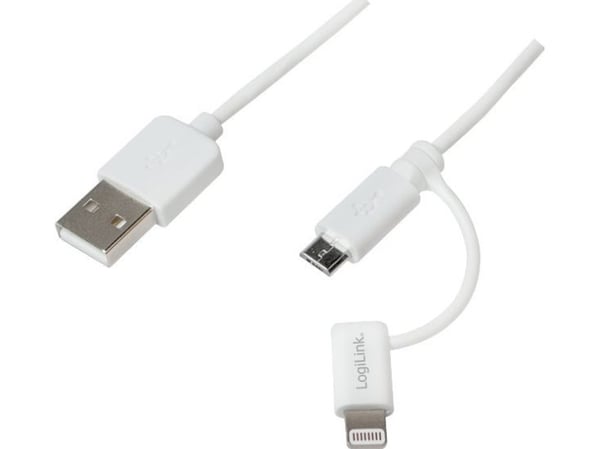LogiLink CU0118, 1 m, Micro-USB A, USB A, Valkoinen