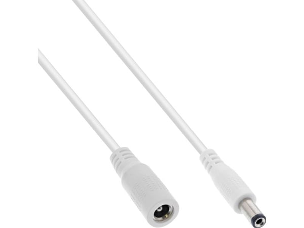 InLine DC jatkokaapeli uros/naaras 5.5x2.5mm AWG 18 valkoinen 2m - Jatkokaapeli ( 26902F )