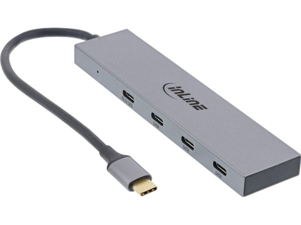 InLine 35392B, USB 2.0 Type-C, USB 3.2 Gen 2 (3.1 Gen 2) Type-C, 10000 Mbit/s, Grå, Aluminium, 100 W