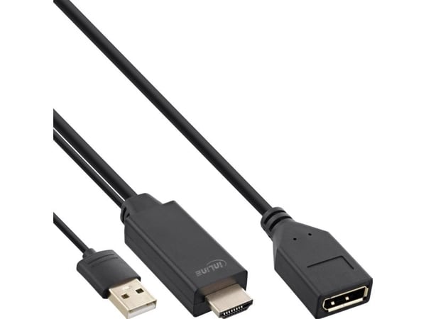 InLine 17168P, 0,3 m, HDMI-tyyppi A (vakio), DisplayPort, Uros, Naaras, Suora