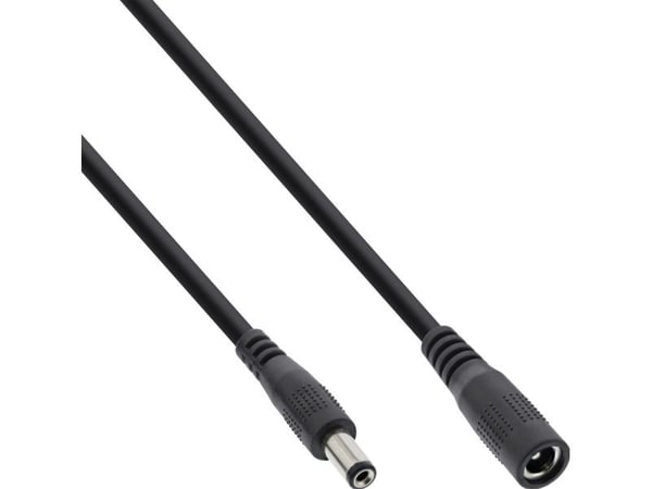InLine DC jatkokaapeli uros/naaras 5.5x2.1mm AWG 18 musta - Jatkokaapeli ( 26901B )