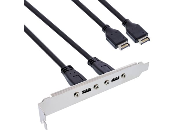 InLine 33446K, USB Type-A, USB Type-C, Hankjønn, Svart, Kromfarget, 0,5 m, Hankjønn