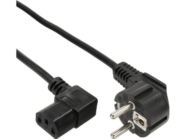 InLine - Verkkokaapeli - CEE 7/7 (M) kulma IEC 60320 C13 kulmikas - 1,8m - Musta (35 kpl) (B-16752)