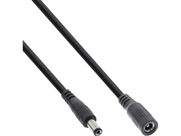 InLine DC jatkokaapeli uros/naaras 5.5x2.5mm AWG 18 musta - Jatkokaapeli ( 26901G )