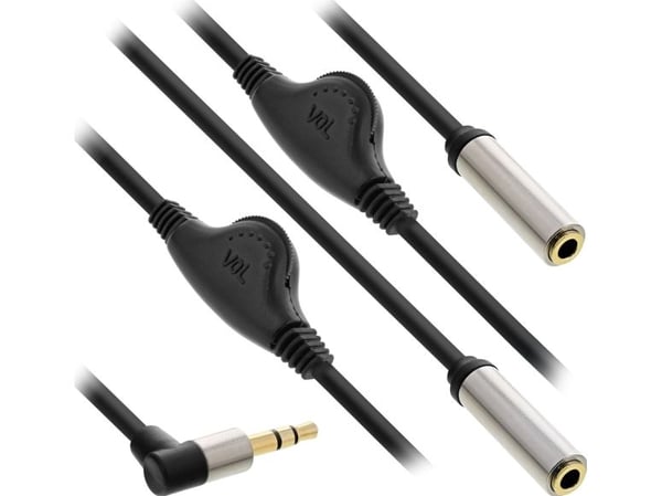 InLine 99253A, 3.5mm, Hankjønn, 2 x 3.5mm, Hunkjønn, 0,25 m, Svart