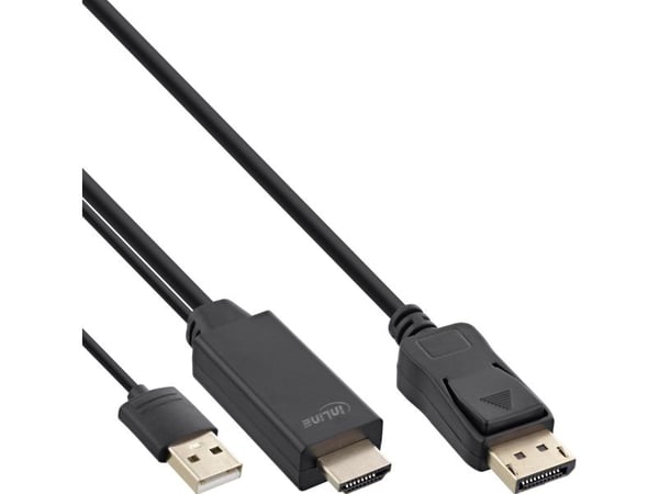 InLine 17161P, 1 m, HDMI + USB, DisplayPort, Uros, Uros, 3840 x 2160 pikseliä