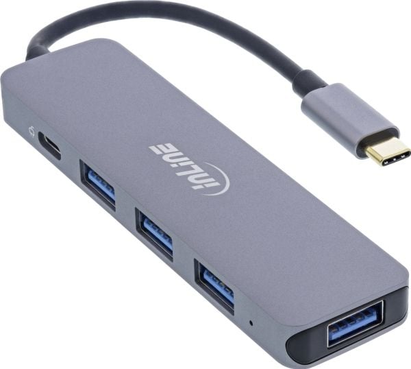 InLine 33271L, USB 2.0 Type-C, USB 3.2 Gen 1 (3.1 Gen 1) Type-A, USB 3.2 Gen 1 (3.1 Gen 1) Type-C, 5000 Mbit/s, Grå, Aluminium, 87 W
