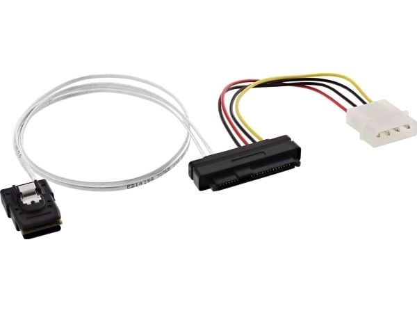InLine 27622A, 0,75 m, Mini SAS SFF-8087 male, SFF-8482 + Power, Rett, Rett, Flerfarget