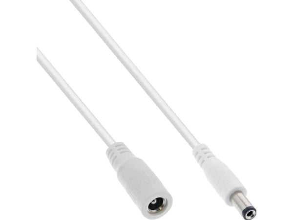 InLine DC jatkokaapeli uros/naaras 5.5x2.5mm AWG 18 valkoinen 5m - Jatkokaapeli ( 26905F )