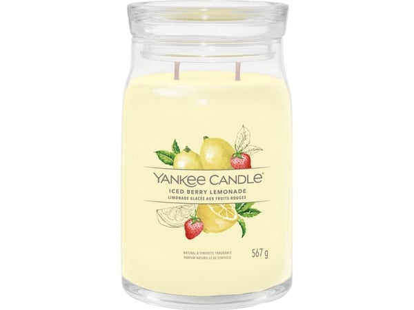 Yankee Candle Iced Berry Lemonade, Sylinteri, Keltainen, Greippi, Sitruuna, Pomelo, 90 h, 1 kpl
