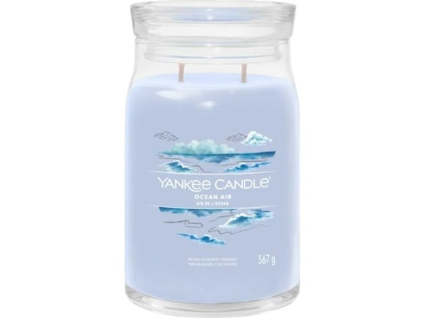 Yankee Candle Signature, Sylinteri, Sininen, Meripihka, Jasmiini, Santelipuu, 90 h, 1 kpl